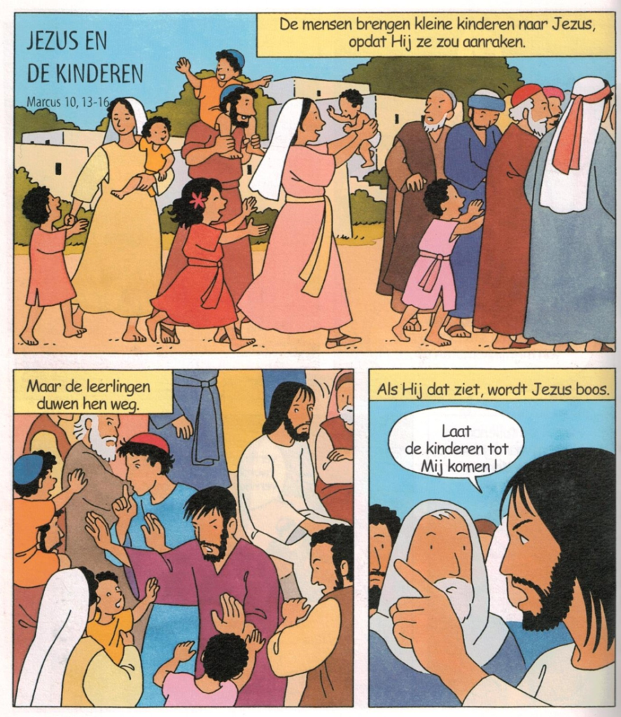 stripverhaal Marcus 10,13-16 – dekenaat Genk